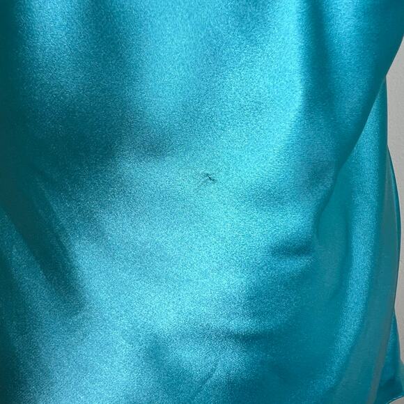 Thirty Thirty Slip Dress MEDIUM Blue Party Feather Trim Mini Going Out Cocktail - Picture 13 of 13